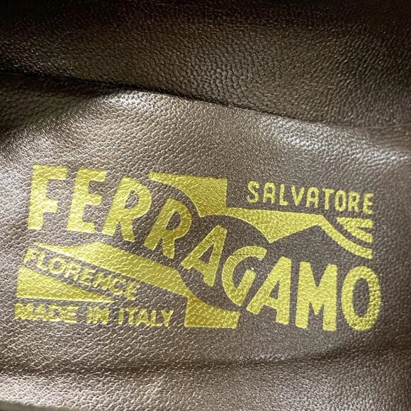 Salvatore Ferragamo-Beige Brown Dark Brown Unborn Calf Leather Pumps 132-081425 - Picture 8 of 10